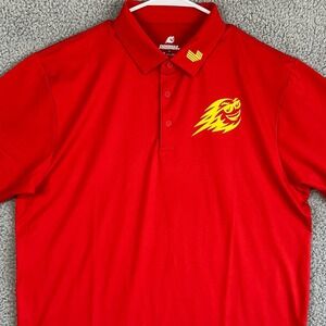 Fireballs GC LIV Golf Shirt Polo Mens Large‎ Red Short Sleeve Rugby Logo Stuburt